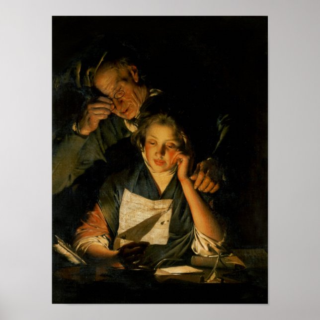 Poster Une fille lisant une lettre (Devant)