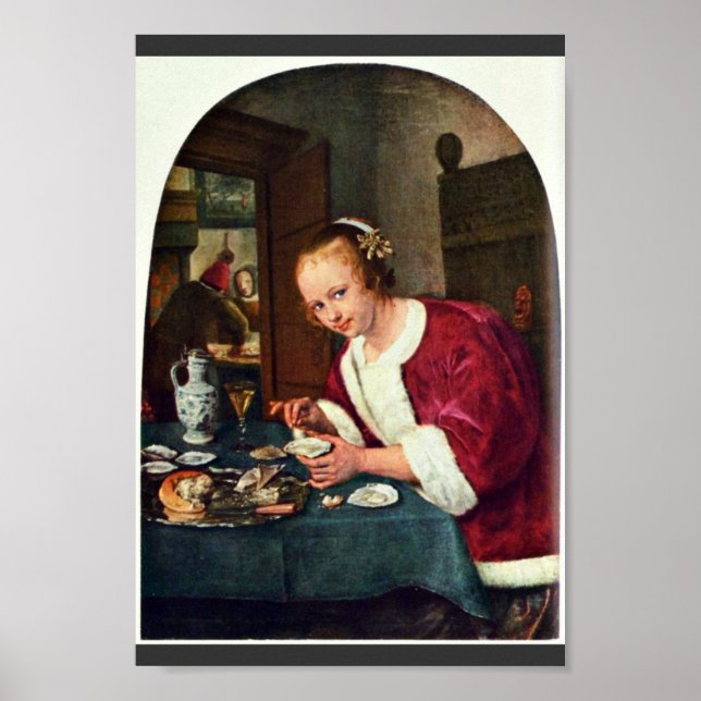 Poster Une Fille Mange Des Huîtres, Oestereetstertje Par  (Devant)
