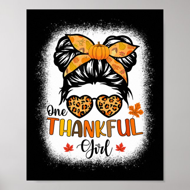 Poster Une Fille Merci Thanksgiving Messy Bun Leopard F (Devant)