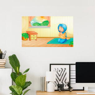Poster Une fille musulmane qui prie