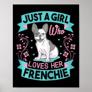 Poster Une Fille Qui Aime Son French Bulldog Français