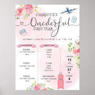 Poster UNE fille rose délirante 1er anniversaire Jalon