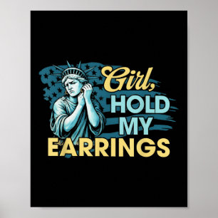 Poster Une Fille Tenant Mes Boucles D'Oreilles Statue De 