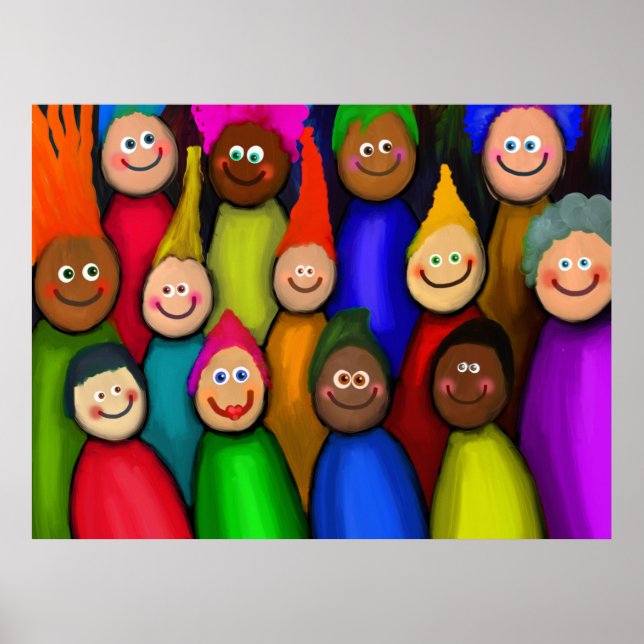 Poster Une foule diversifiée de gens peintres (Devant)