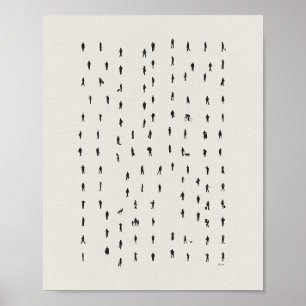 Poster Une foule minimaliste de gens Silhouette Art