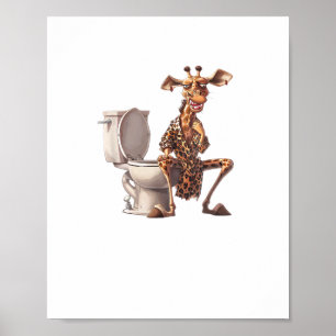 Poster Une girafe mignonne en pyjama assise sur des toile