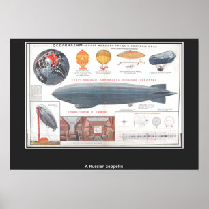 Poster Une gravure vintage de Zeppelin russe