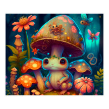 Une grenouille à champignons magiques