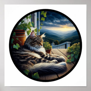 Poster Une image circulaire 3D d'un beau manteau de Maine