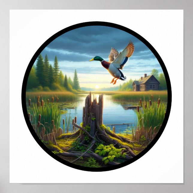 Poster Une image circulaire en 3D d'un canard à Majard vo (Devant)