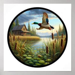 Poster Une image circulaire en 3D d'un canard à Majard vo