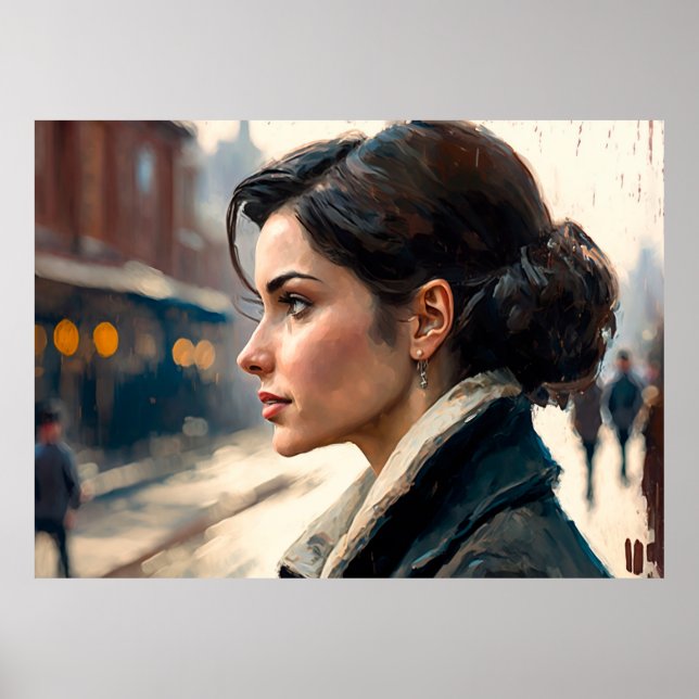 Poster Une Italienne à Naples Portrait Peinture à l'huile (Devant)