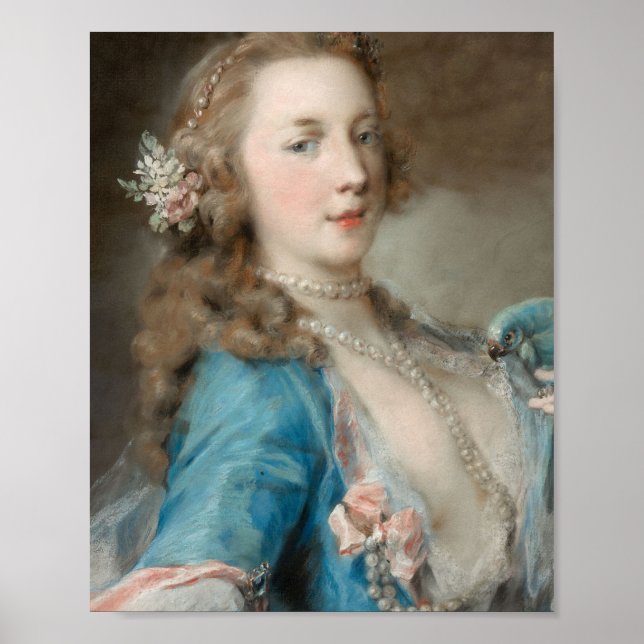 Poster Une jeune dame avec un perroquet (par Rosalba Carr (Devant)