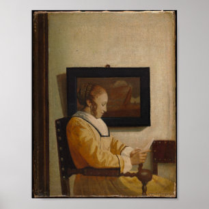 Poster Une Jeune Lecture — Vieux Portrait Maître