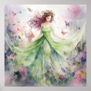 Poster Une jolie fée printanière