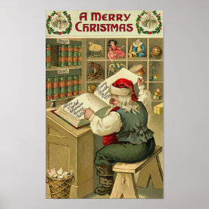 Poster Une joyeuse Père Noël de Noël dans la carte d'atel