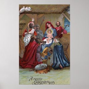 Poster Une joyeuse scène de ChristmasNativity