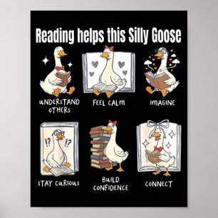 Poster Une lecture amusante aide cette bibliothécaire oie
