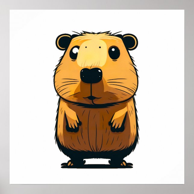 Poster Une mignonne Capybara debout face à la pose avant (Devant)