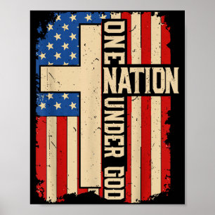 Poster Une nation sous Dieu foi chrétienne patriotique am