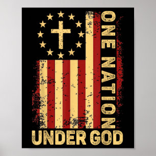 Poster Une nation sous Dieu Jésus croix chrétienne Amériq