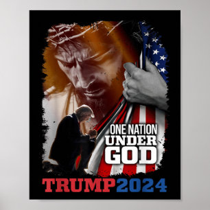 Poster Une nation sous Dieu Président Trump 2024 Amérique