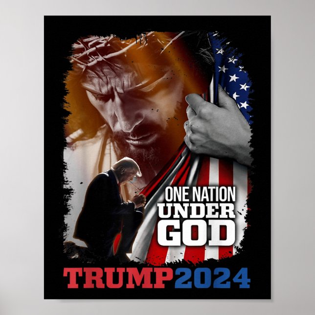 Poster Une nation sous Dieu Président Trump 2024 Amérique (Devant)