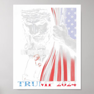 Poster Une nation sous Dieu Trump 2024 Dieu drapeau améri