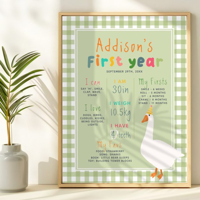 Poster Une Oie sotte Première année Anniversaire Jalon (Créateur téléchargé)