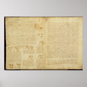Poster Une page du Codex Leicester, 1508-12