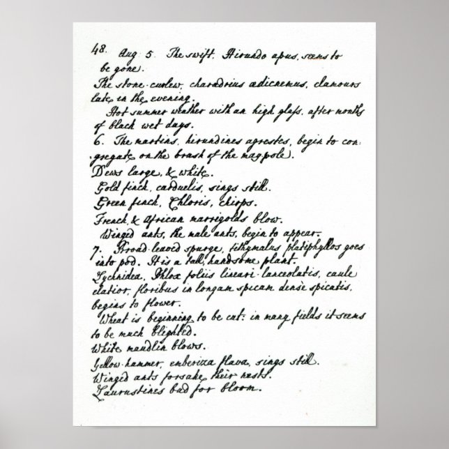 Poster Une page du journal du révérend James Woodforde (Devant)