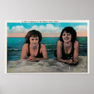 Poster Une paire de Queens sur la plage, parc d'océan