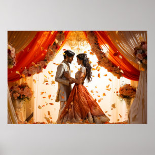 Poster Une peinture à l'huile mariage indienne hindoue