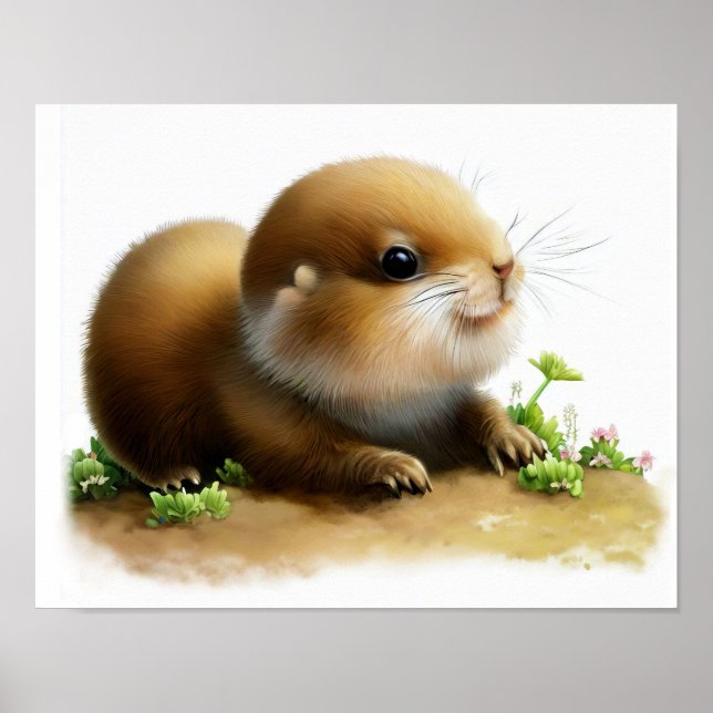 Poster Une peinture numérique d'un jeune chien mignon des (Devant)