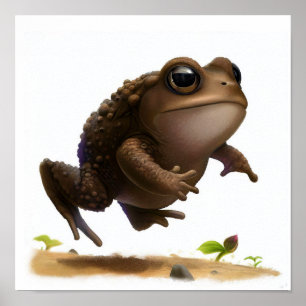 Poster Une peinture numérique d'un jeune crapaud mignon
