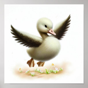 Poster Une peinture numérique d'un jeune mignon cygne