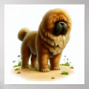 Poster Une peinture numérique d'un jeune mignon mastife t