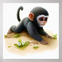Une peinture numérique d'un jeune singe Vervet mig