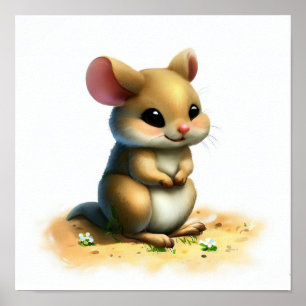 Poster Une peinture numérique d'un joli rat Kangaroo