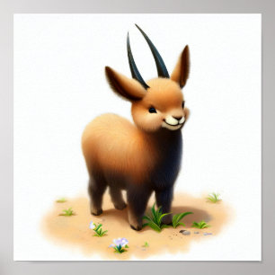 Poster Une peinture numérique d'une jeune mignonne antelo