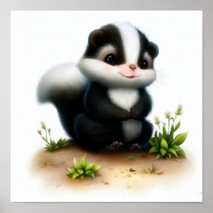 Poster Une peinture numérique d'une jeune mignonne peau