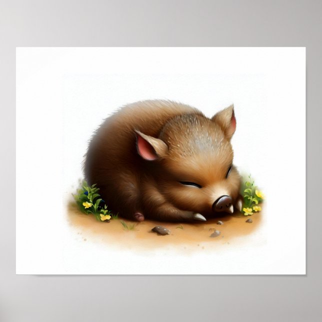 Poster Une peinture numérique d'une jolie javelina (Devant)