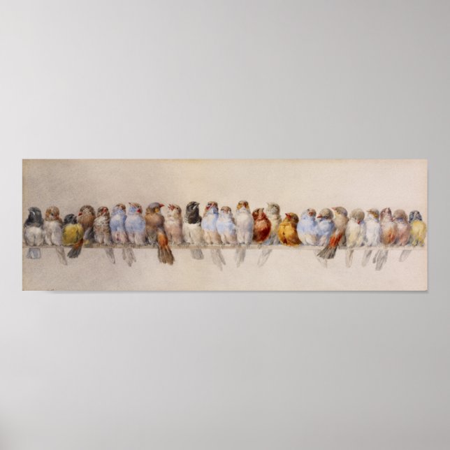 Poster Une perche d'oiseaux (1880) Hector Giacomelli Full (Devant)