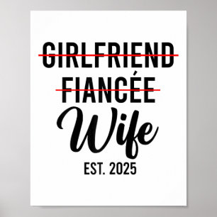 Poster Une Petite Amie Femme Mariage Mariée Groom Est.