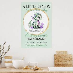 Poster Une petite dragonne arrive Baby Shower