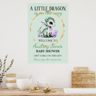 Poster Une petite dragonne est en route Baby Shower
