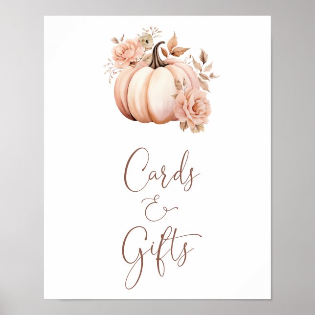 Poster Une Petite Fille Citrouille Baby shower Cartes Et  (Devant)
