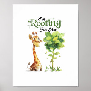 Poster Une petite girafe mignonne avec l'arbre, qui vous 