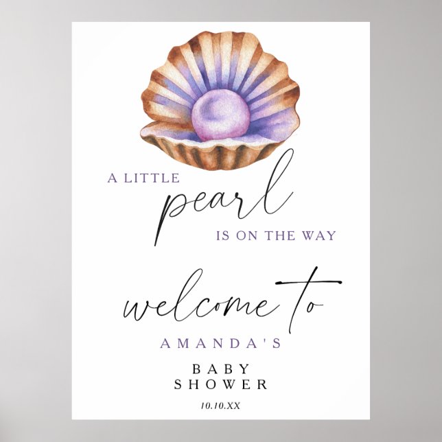 Poster Une petite perle - baby shower de bienvenue (Devant)