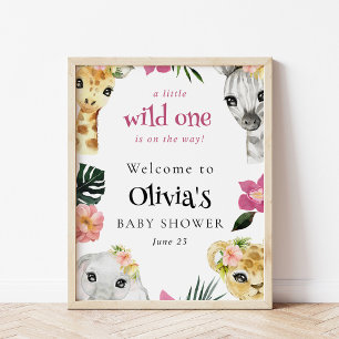 Poster Une petite sauvageonne Fête de bébé Jungle fille B